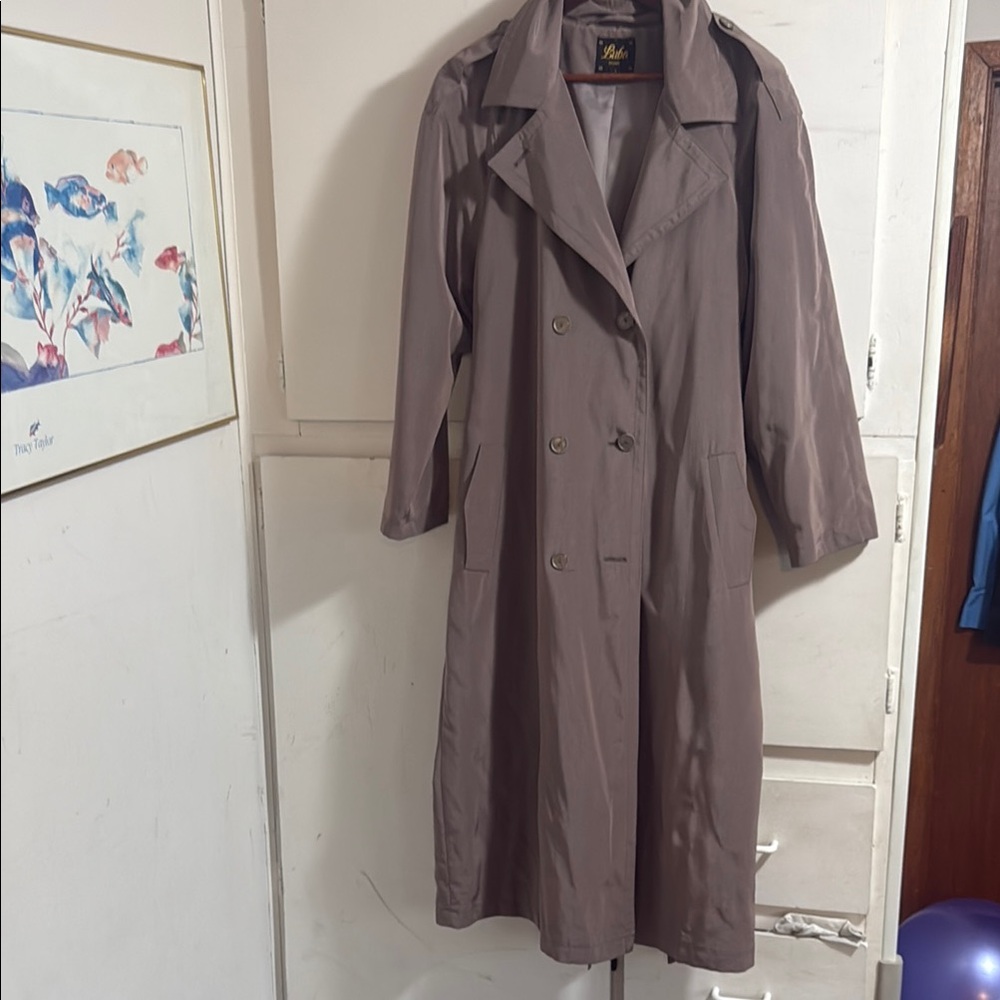 Vintage Luba Paris Taupe Trench Coat Full-Length Classic with volume